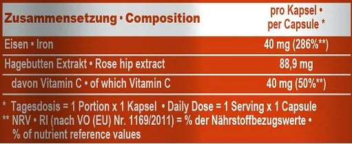 IronMaxx Eisen + Vitamin C - 130 Kapsulas